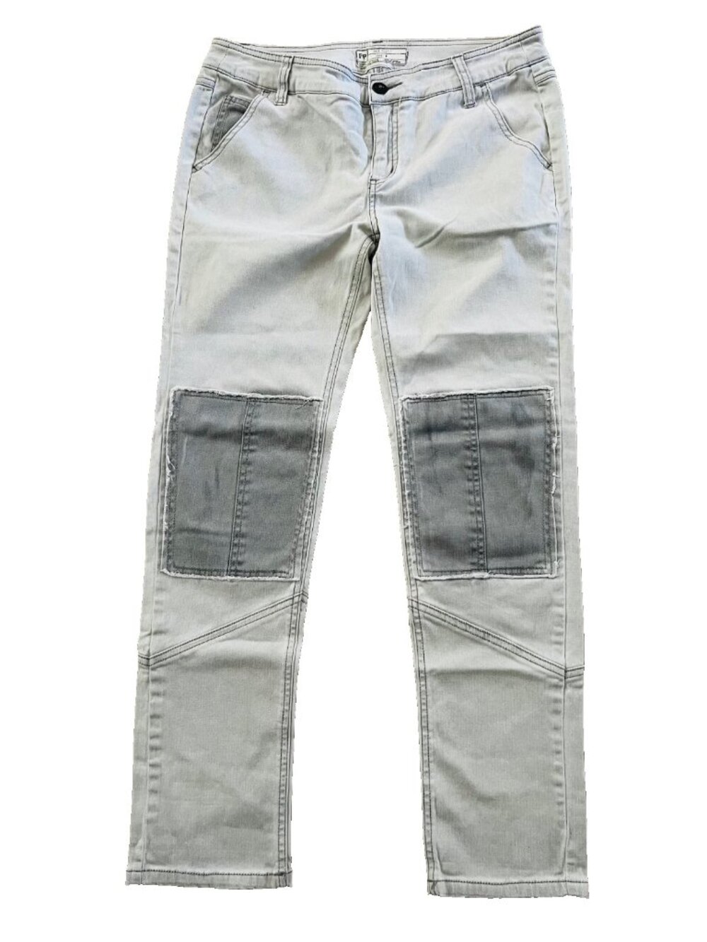 Free People Herringbone Patched Twill Skinny Jeans London Fog ( 4 )